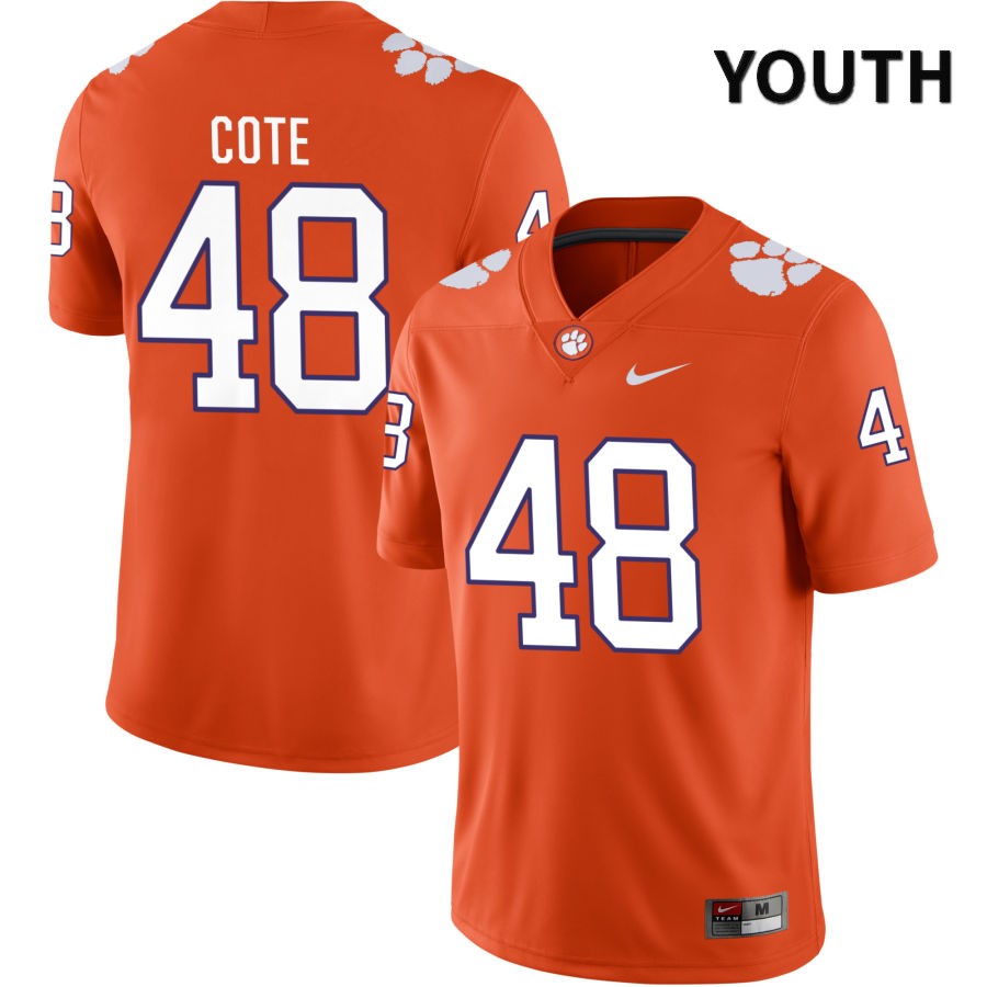 Youth Clemson Tigers David Cote #48 College Orange NIL 2022 NCAA Authentic Jersey Jogging SOQ57N8Y